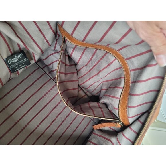 Rawlings Frankies 20” Rugged Brown Leather Duffle Bag Luggage Travel Weekender - Picture 12 of 16